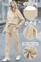 100% Cotton Linen Monochrome 2 Piece Set