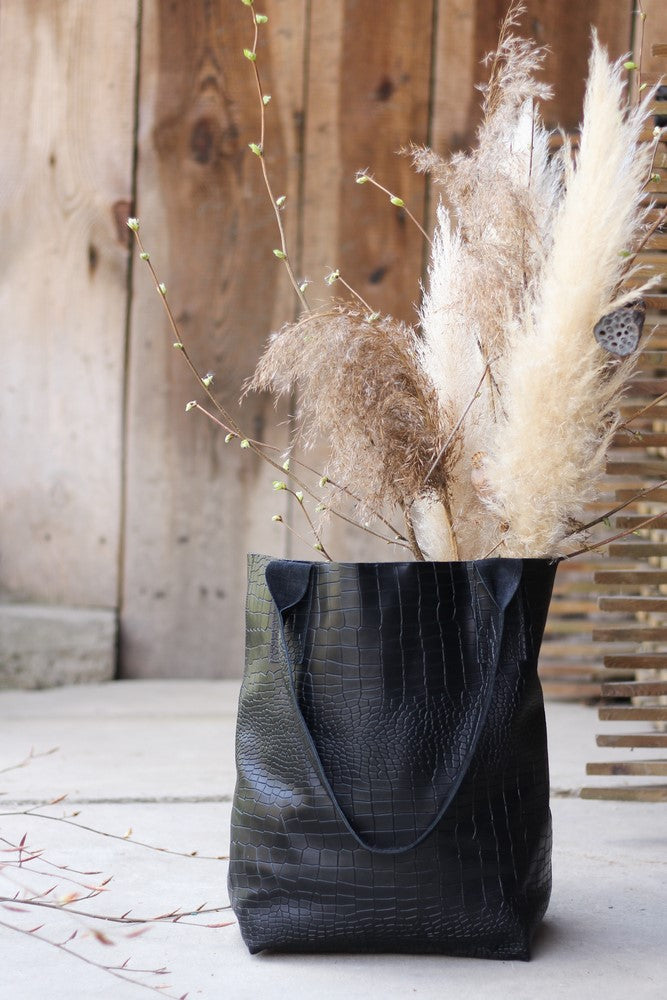 Maria torba shopper czarny krokodyl