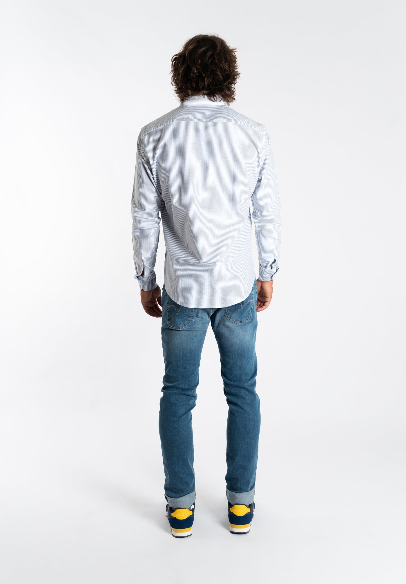 Oxford Shirt Button Collar Blue Stripes