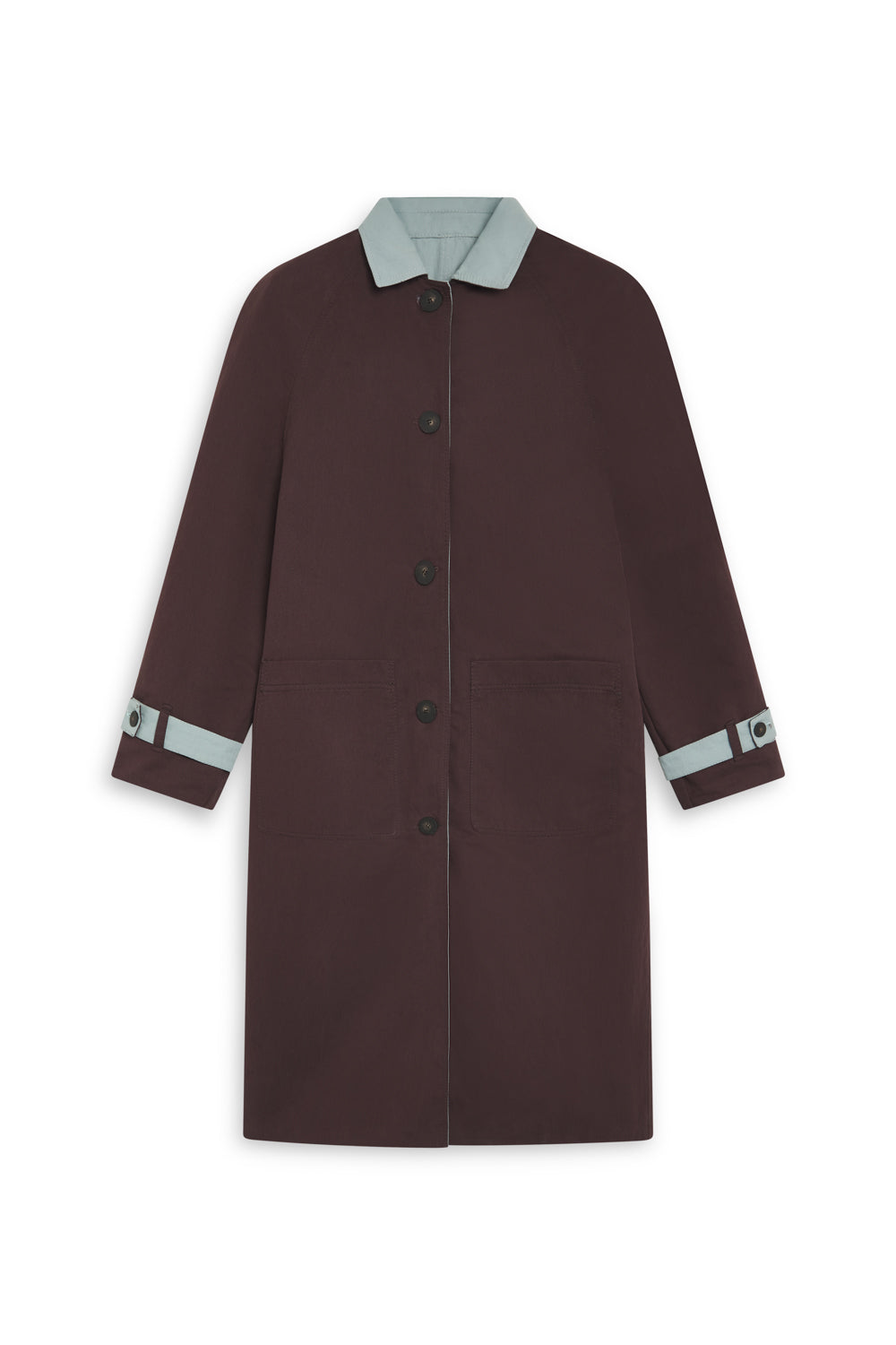 TRENCH REVERSIBLE CHOCOLATE Y AZUL