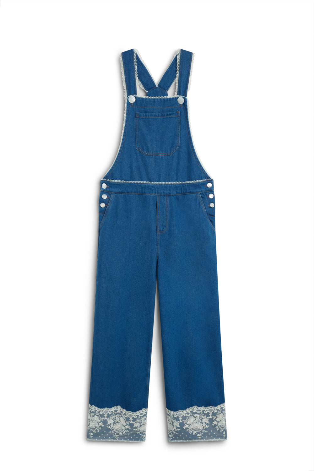 OVEROL DE DENIM CON ENCAJE