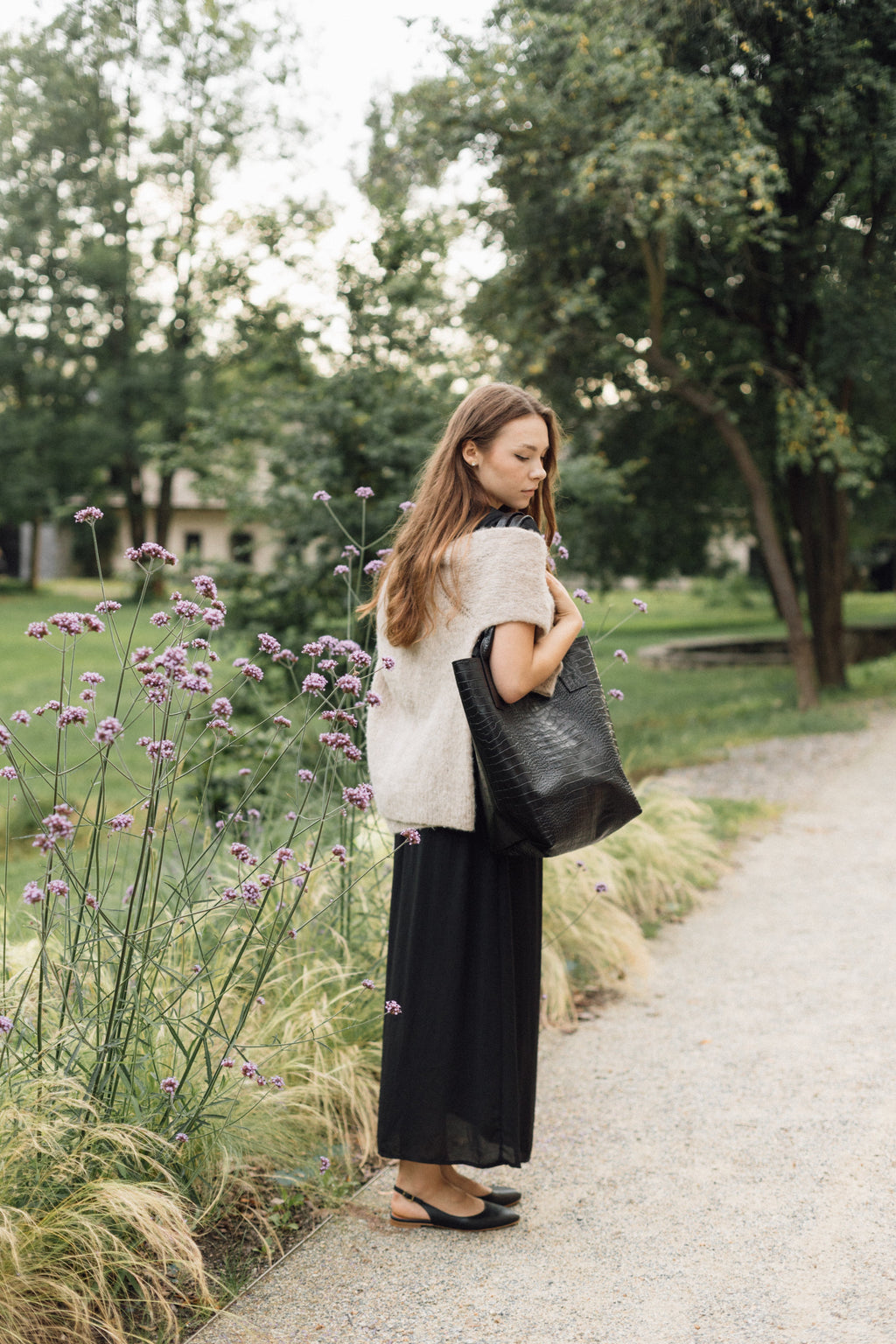 Maria torba shopper czarny krokodyl