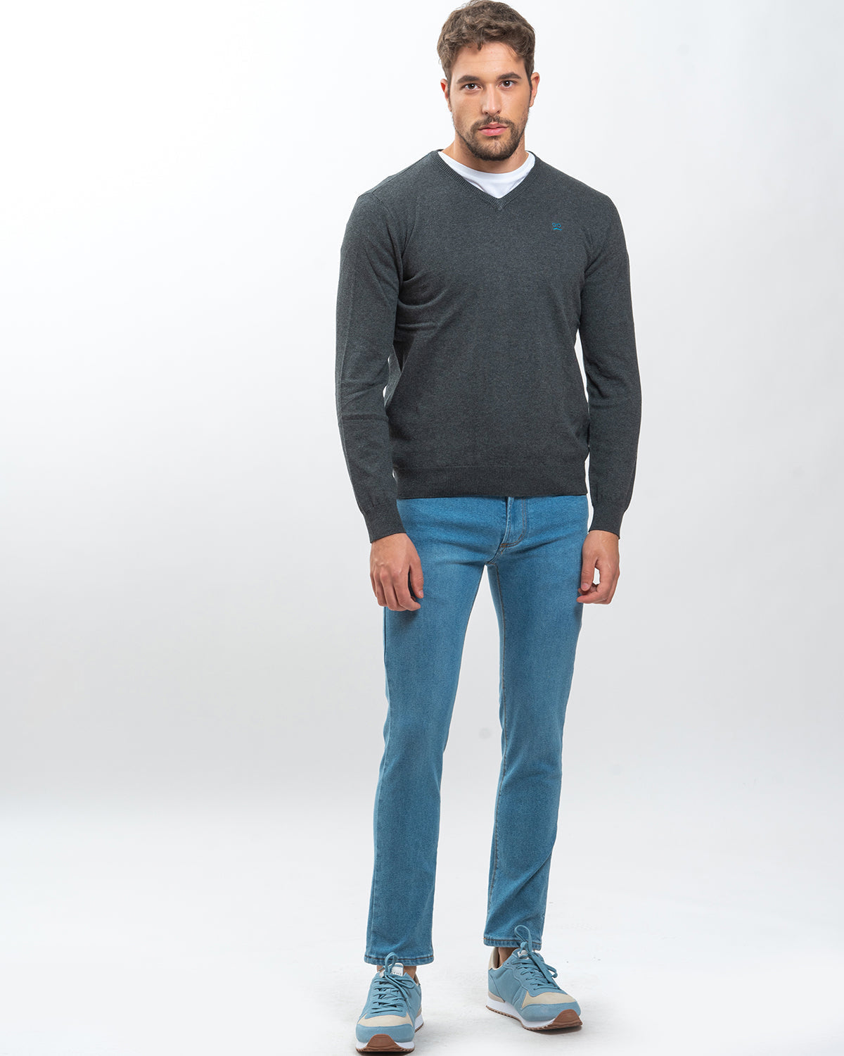 Jersey Cuello Pico Gris Marengo