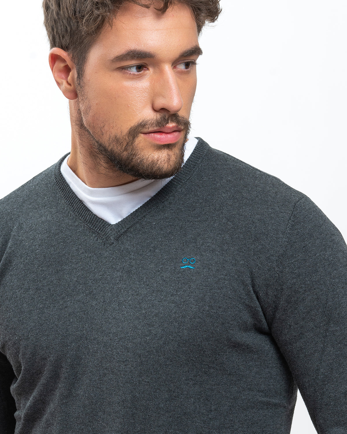 Jersey Cuello Pico Gris Marengo