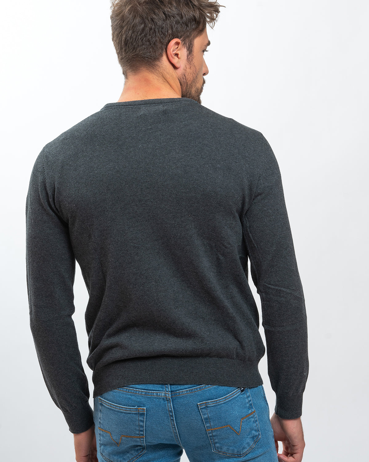 Jersey Cuello Pico Gris Marengo