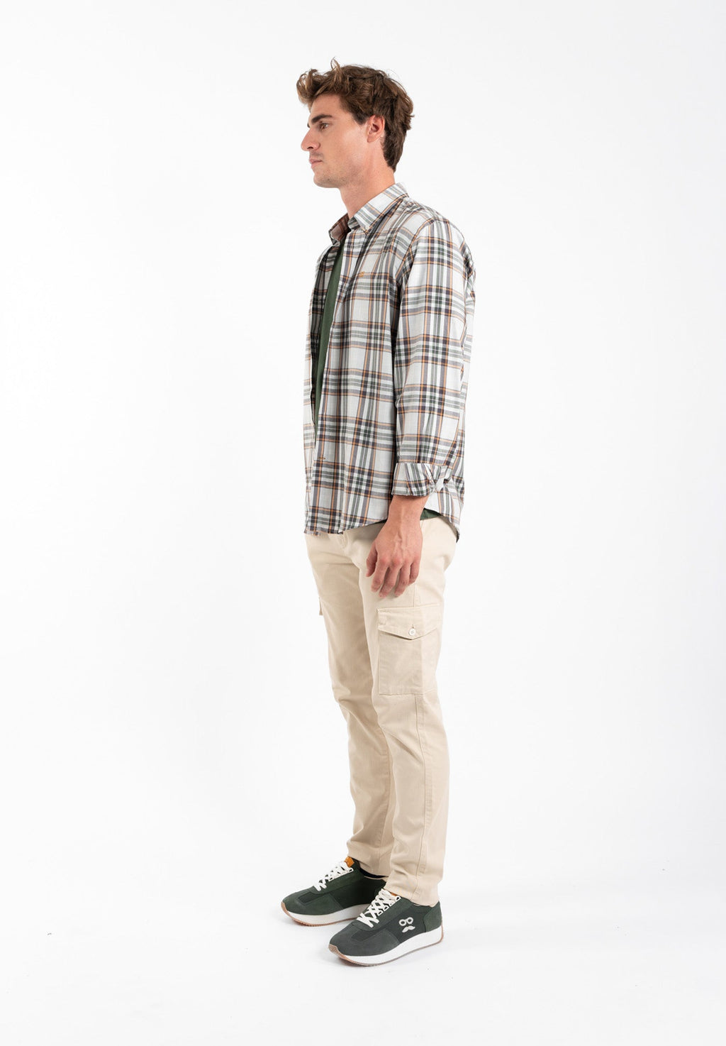 Camisa Cuadros Village Gris y Caramelo