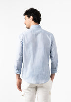 Camisa Lino Slim English Blue