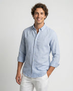 Camisa Lino Slim English Blue