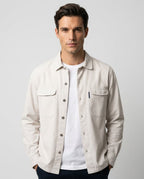 Sobrecamisa Sarga Remaches Beige Tostado
