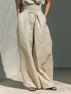Maria - Conjunto Minimalista de Top y Pantalones Anchos de Algodón y Lino