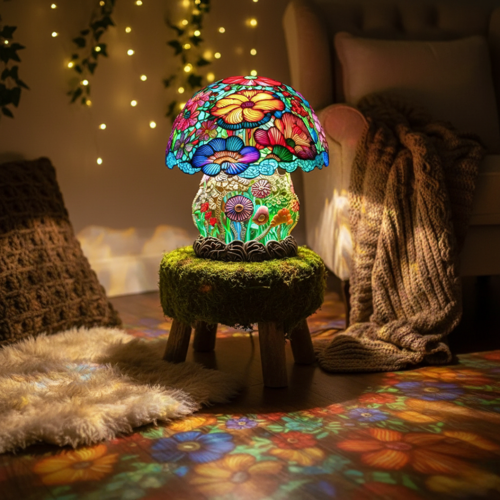 Lampa Grzybowa z Mrożoną Powierzchnią