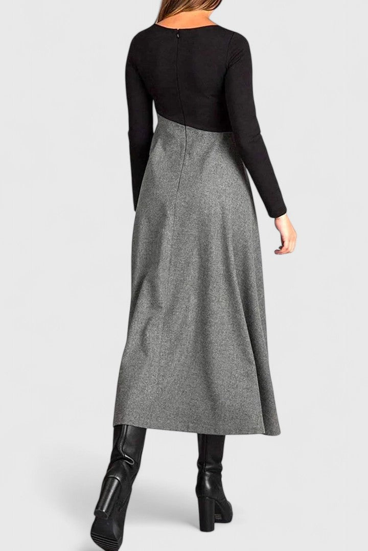 Janet | Elegancka Maxi Sukienka z Długim Rękawem