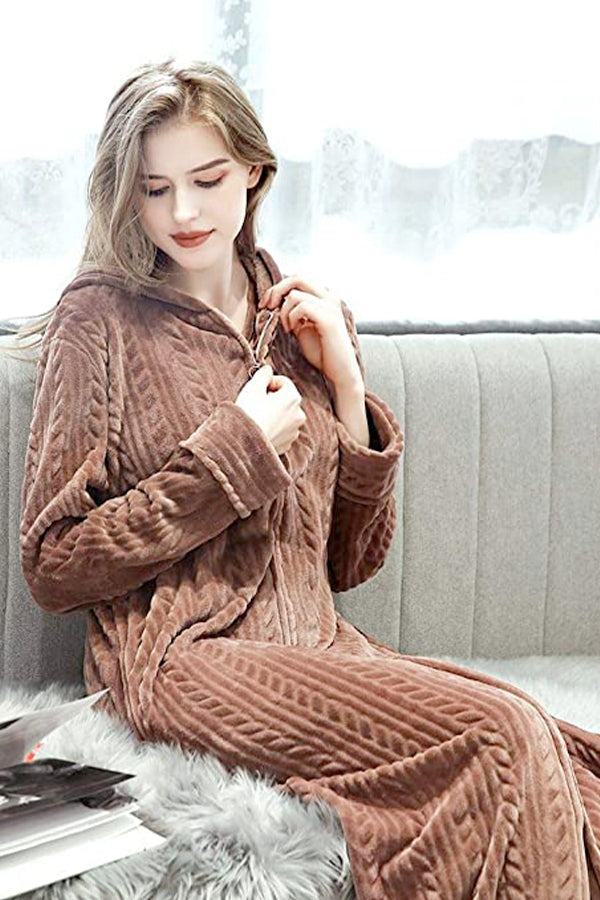 Stylowa Flanelowa Sukienka Nocna
