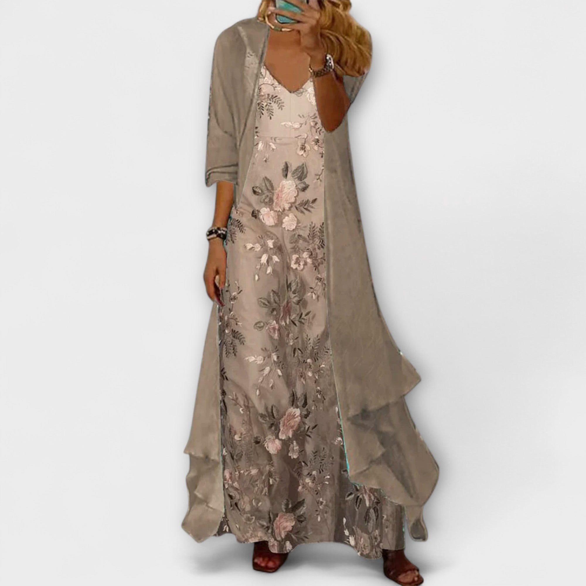 Bryleigh | Elegancka Sukienka Maxi w Zestawie Dwuczęściowym