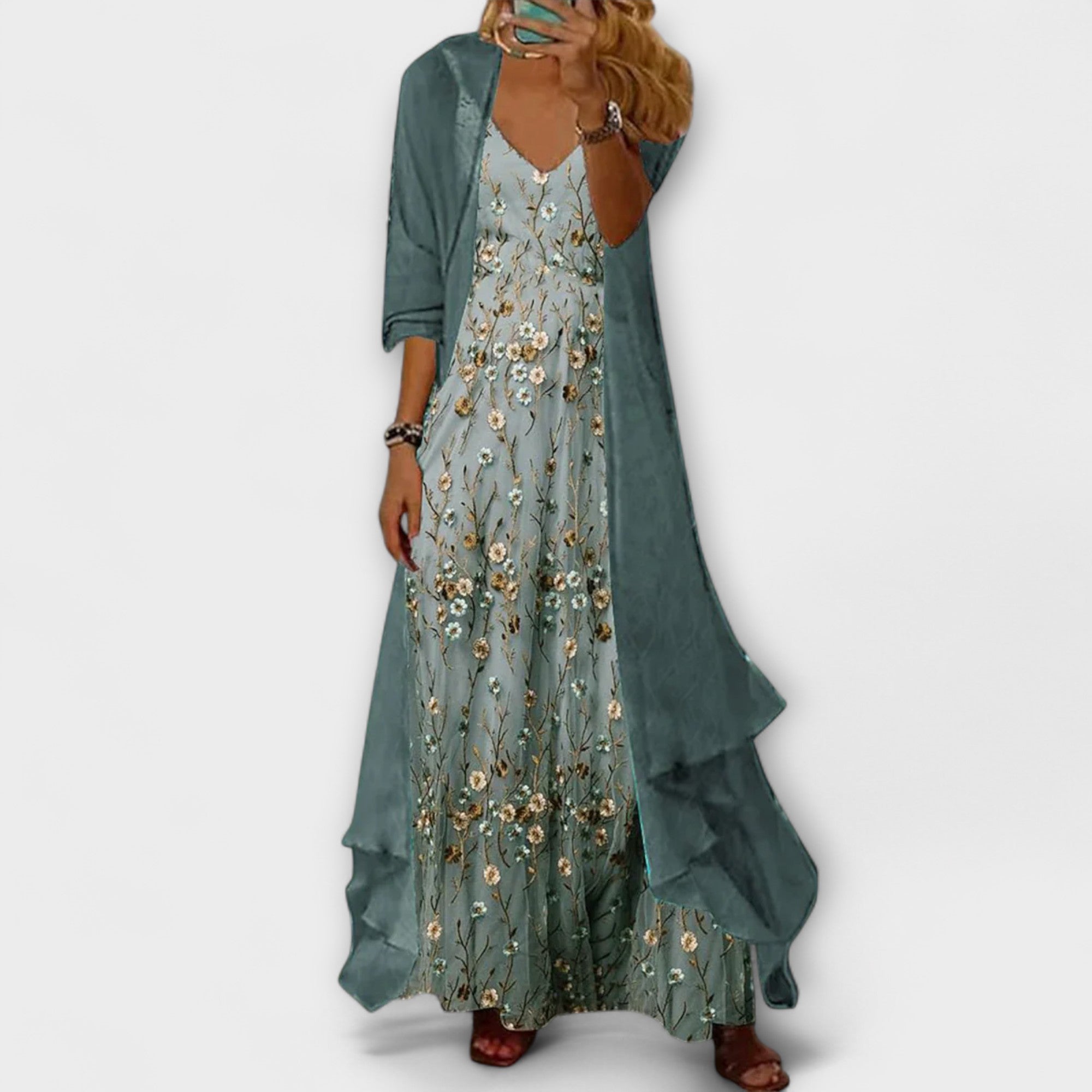 Bryleigh | Elegancka Sukienka Maxi w Zestawie Dwuczęściowym