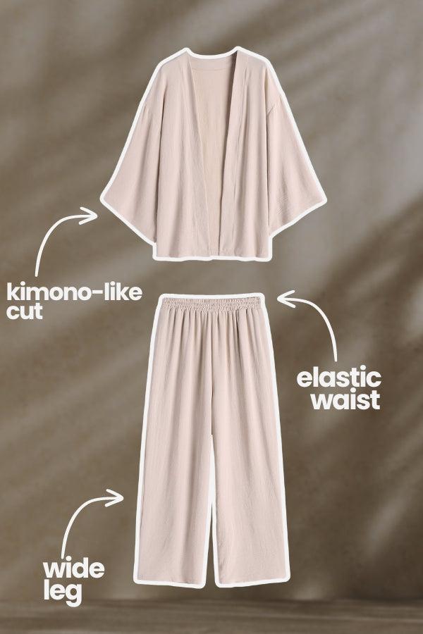 Elegancki Komfort Kimono Dwuczęściowy