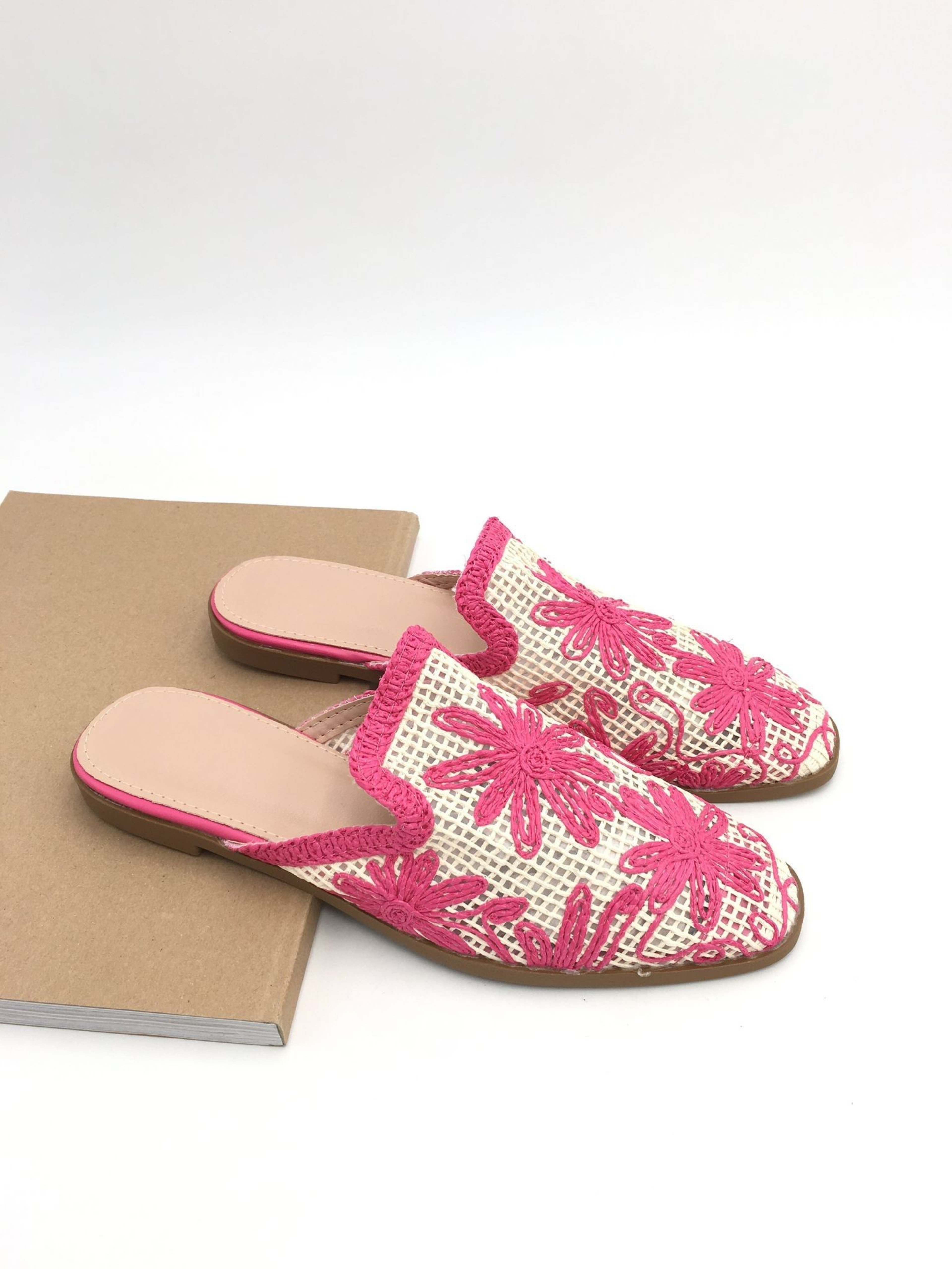 Fuchsia Palm Slide Sandals