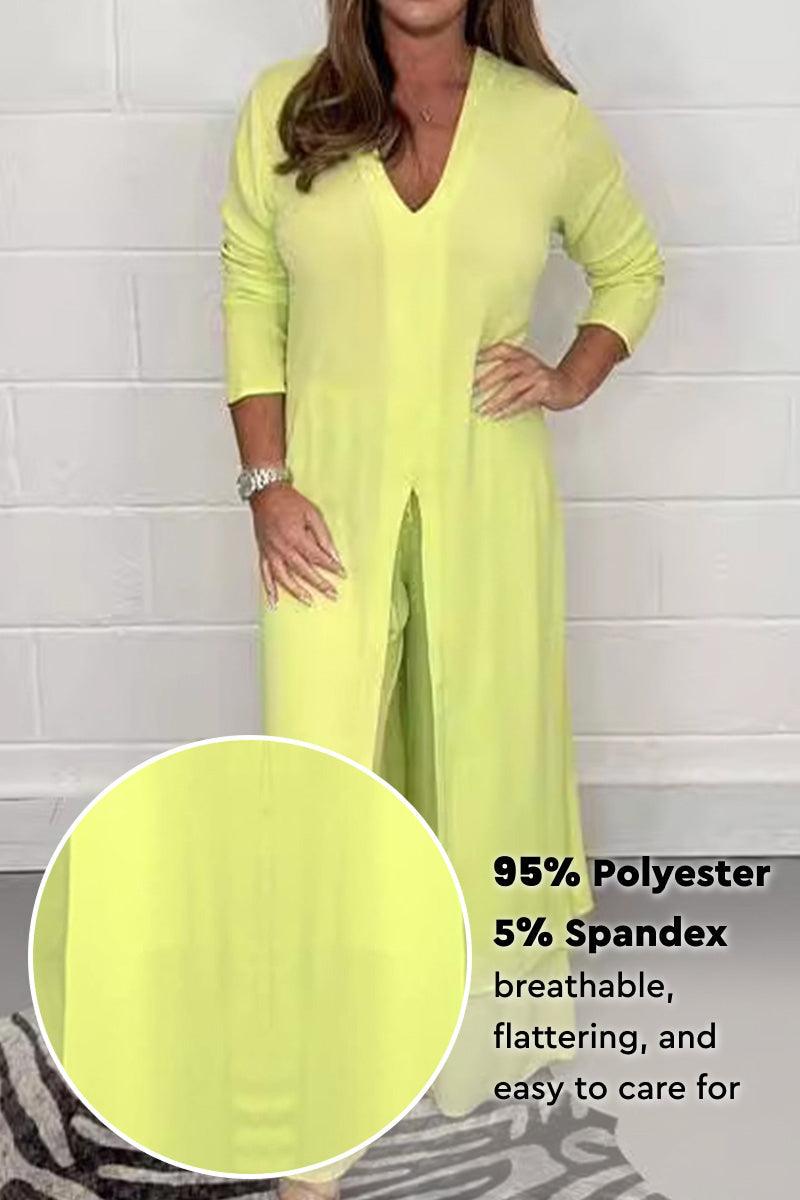 Urbana Elegancja Top z Dekoltem w Serek i Spodniami