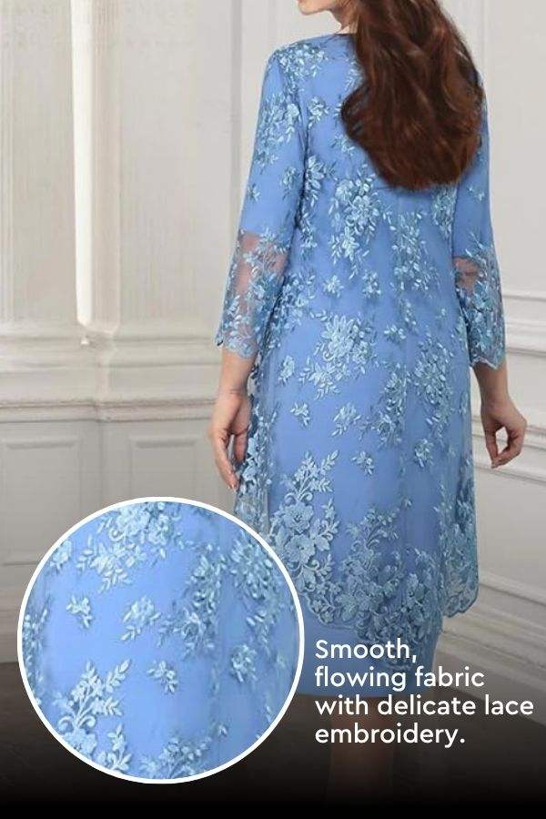 Elegant Lace Embroidered Two-Piece Evening Dress