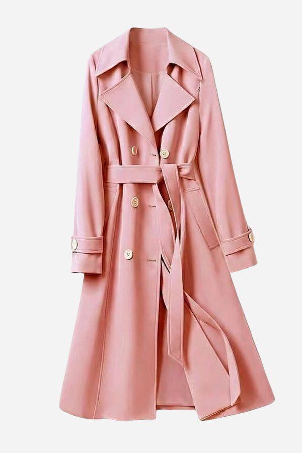 Ponadczasowy retro płaszcz trench z paskiem
