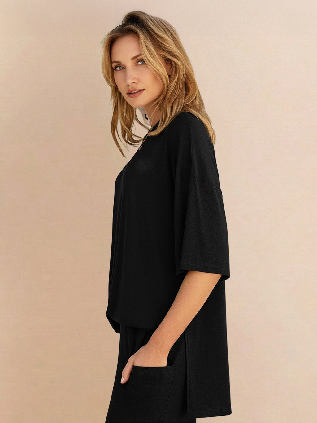 Zestaw Loungewear w Oversize z Długim Pulowerem