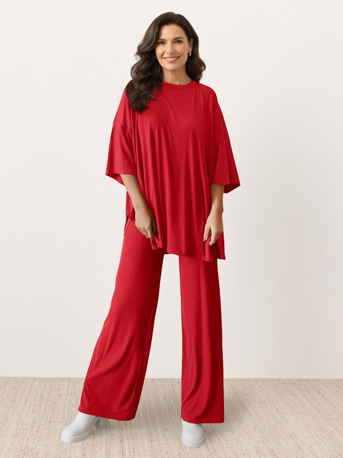 Zestaw Loungewear w Oversize z Długim Pulowerem