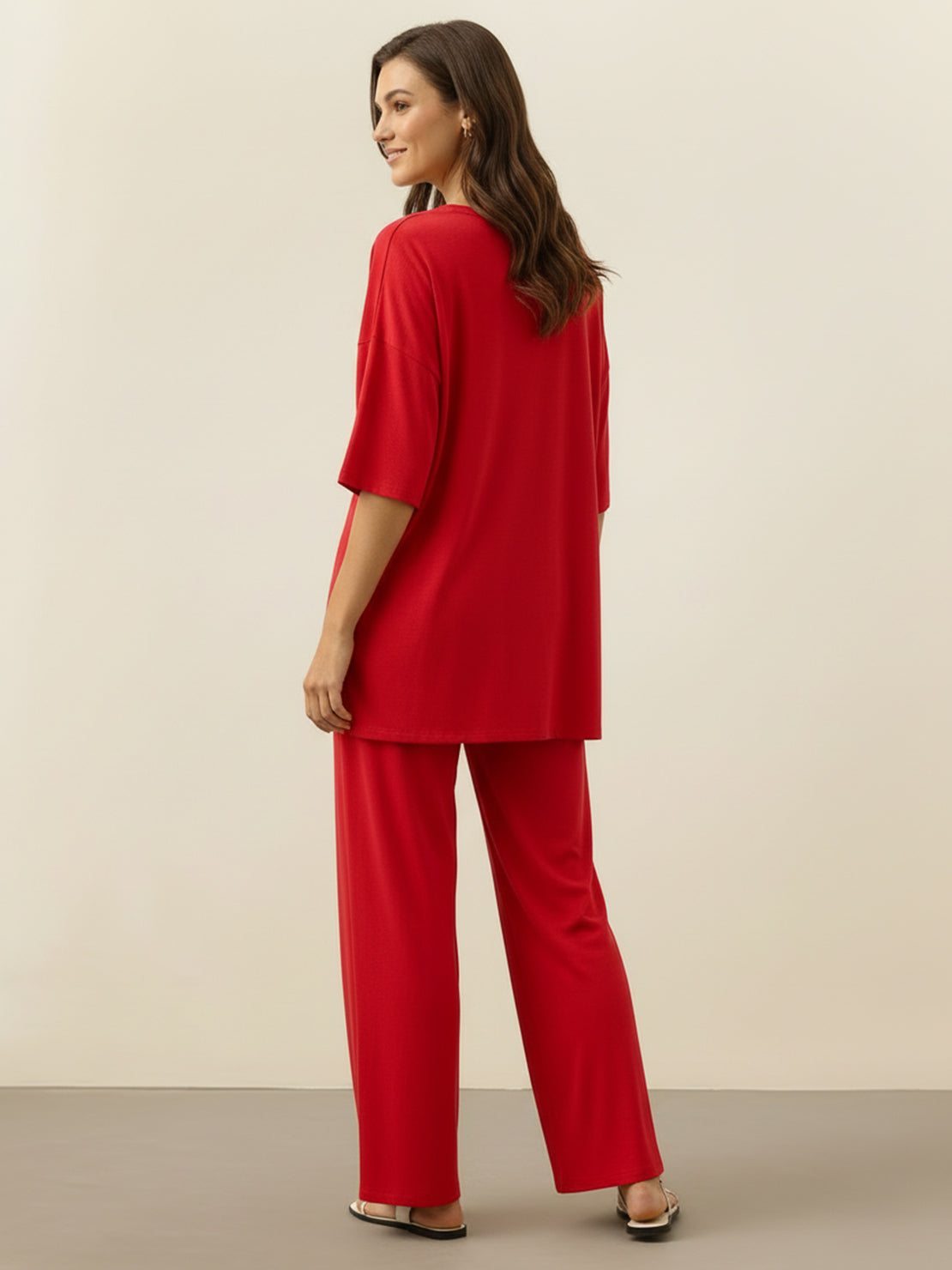 Zestaw Loungewear w Oversize z Długim Pulowerem