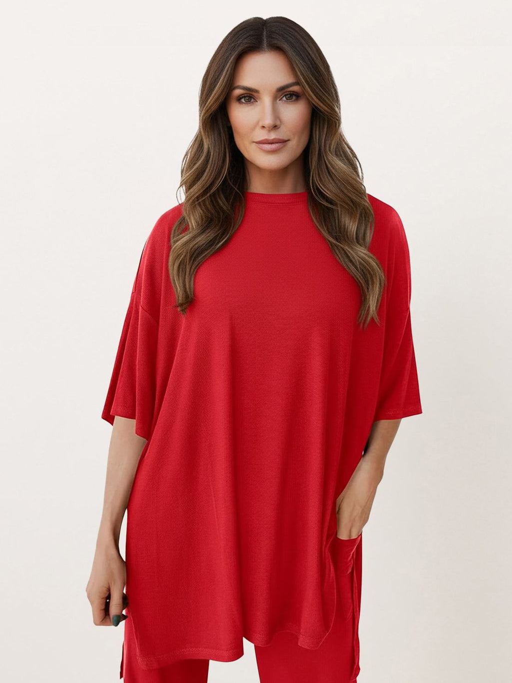 Zestaw Loungewear w Oversize z Długim Pulowerem