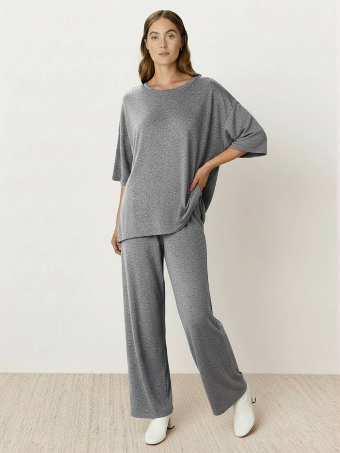 Zestaw Loungewear w Oversize z Długim Pulowerem