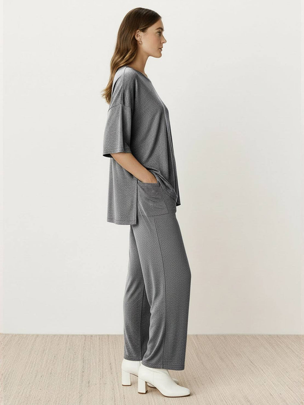 Zestaw Loungewear w Oversize z Długim Pulowerem