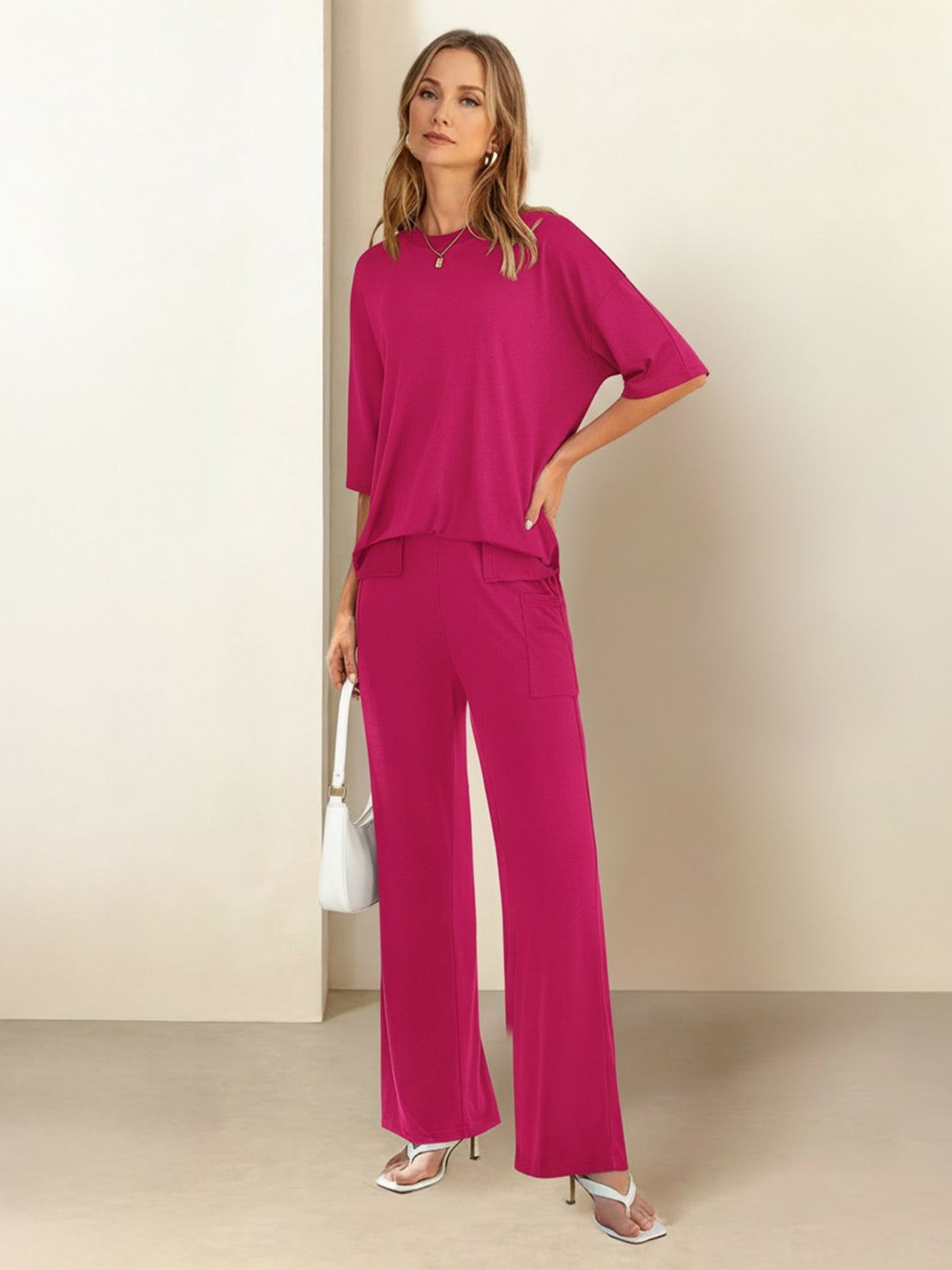 Zestaw Loungewear w Oversize z Długim Pulowerem