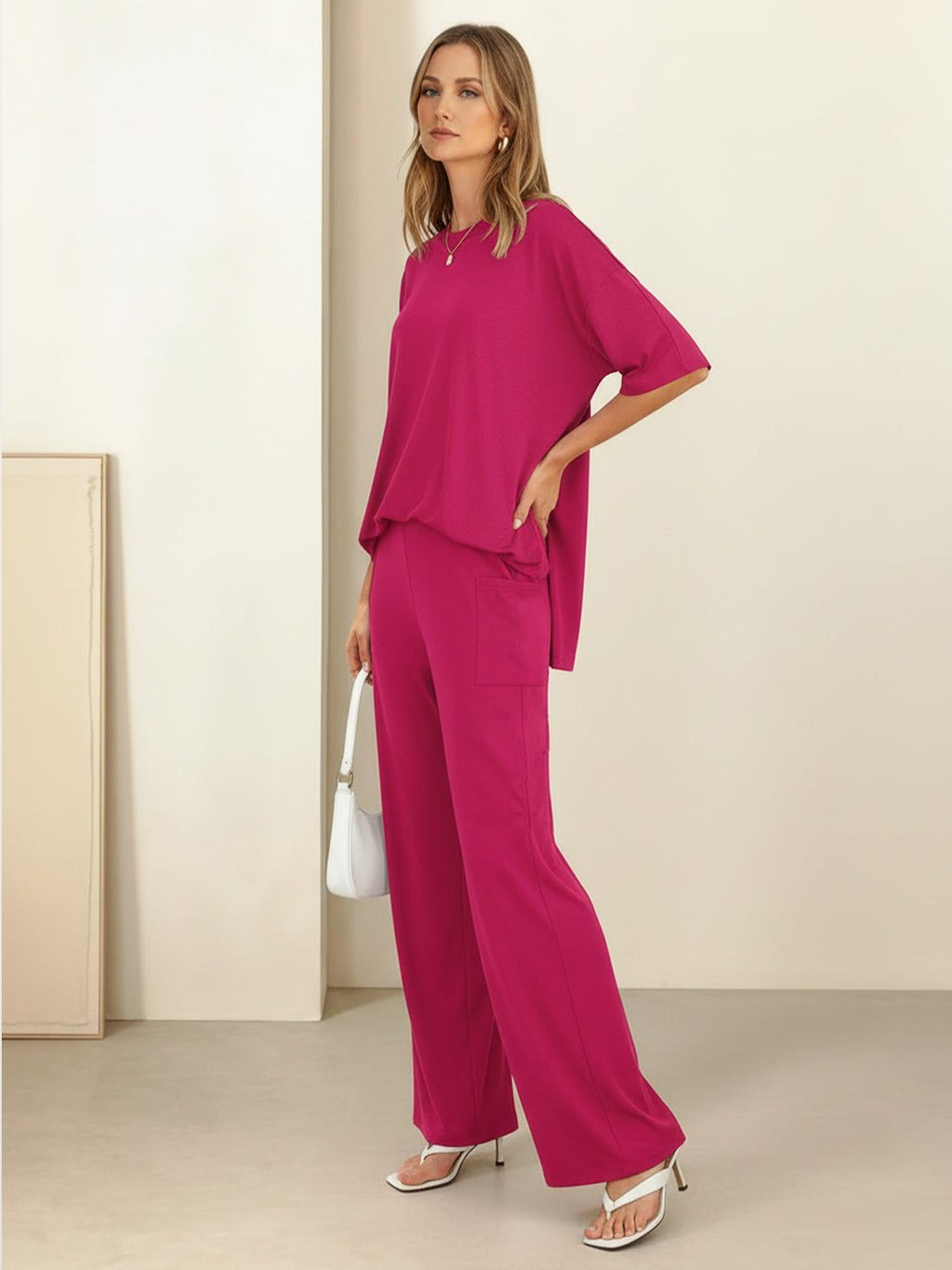 Zestaw Loungewear w Oversize z Długim Pulowerem