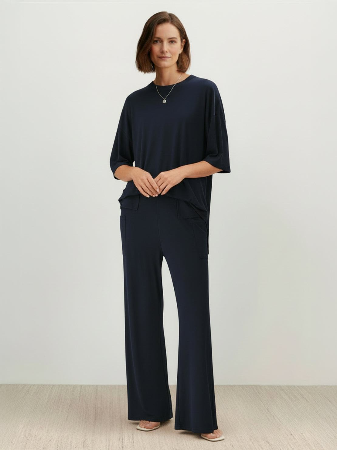 Zestaw Loungewear w Oversize z Długim Pulowerem