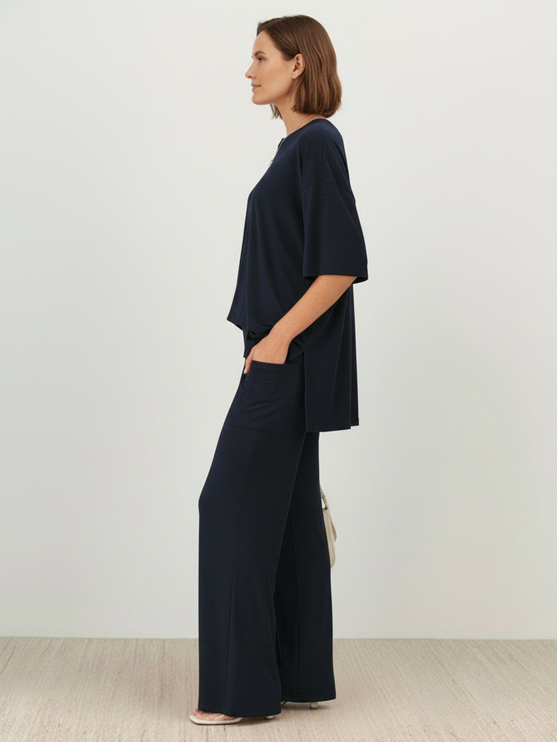 Zestaw Loungewear w Oversize z Długim Pulowerem