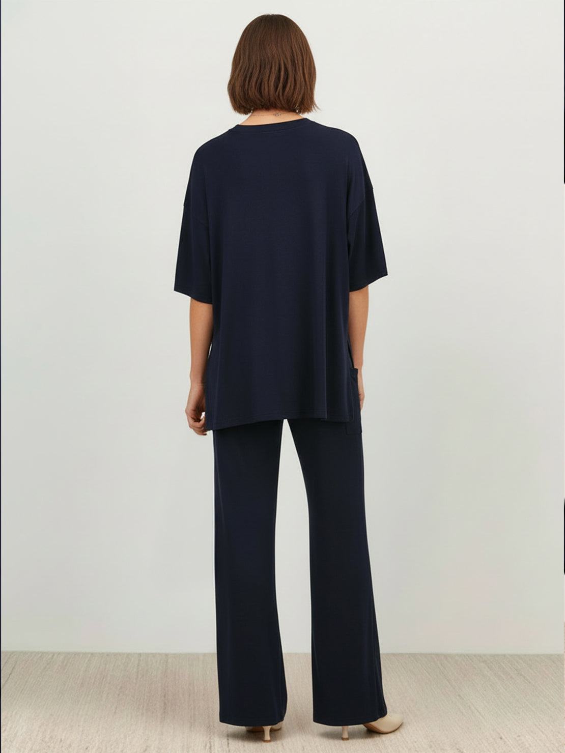 Zestaw Loungewear w Oversize z Długim Pulowerem
