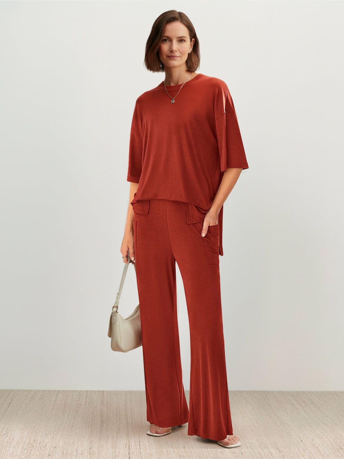 Zestaw Loungewear w Oversize z Długim Pulowerem