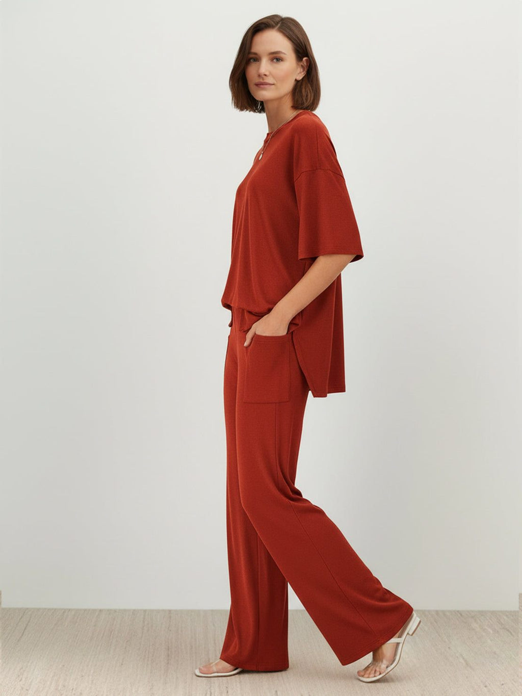 Zestaw Loungewear w Oversize z Długim Pulowerem