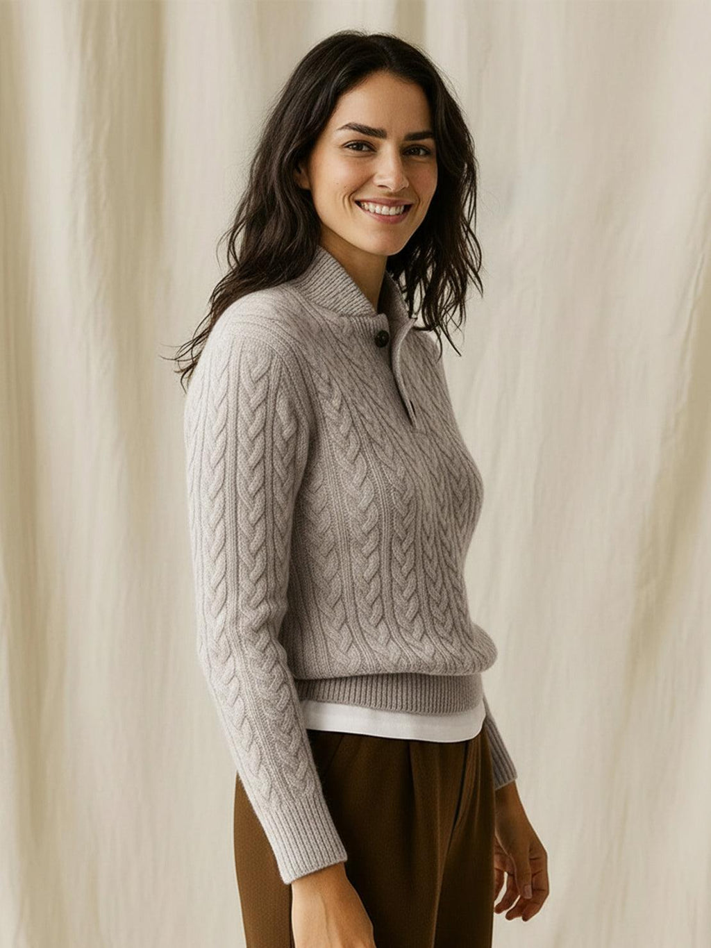 100% Wełniany Sweter w Warkocze