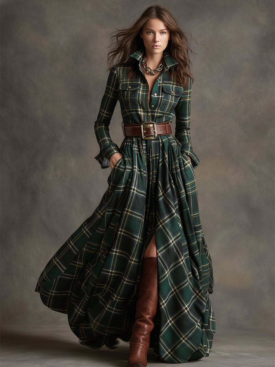 Giulietta Vestido Camisero Maxi de Cuadros