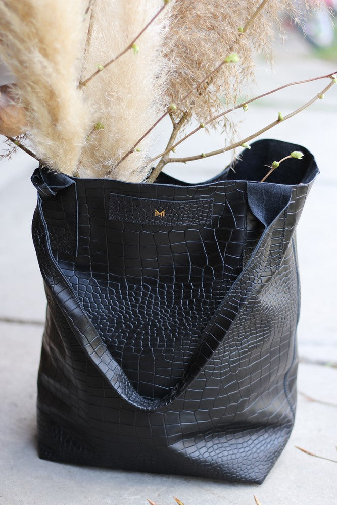 Maria torba shopper czarny krokodyl