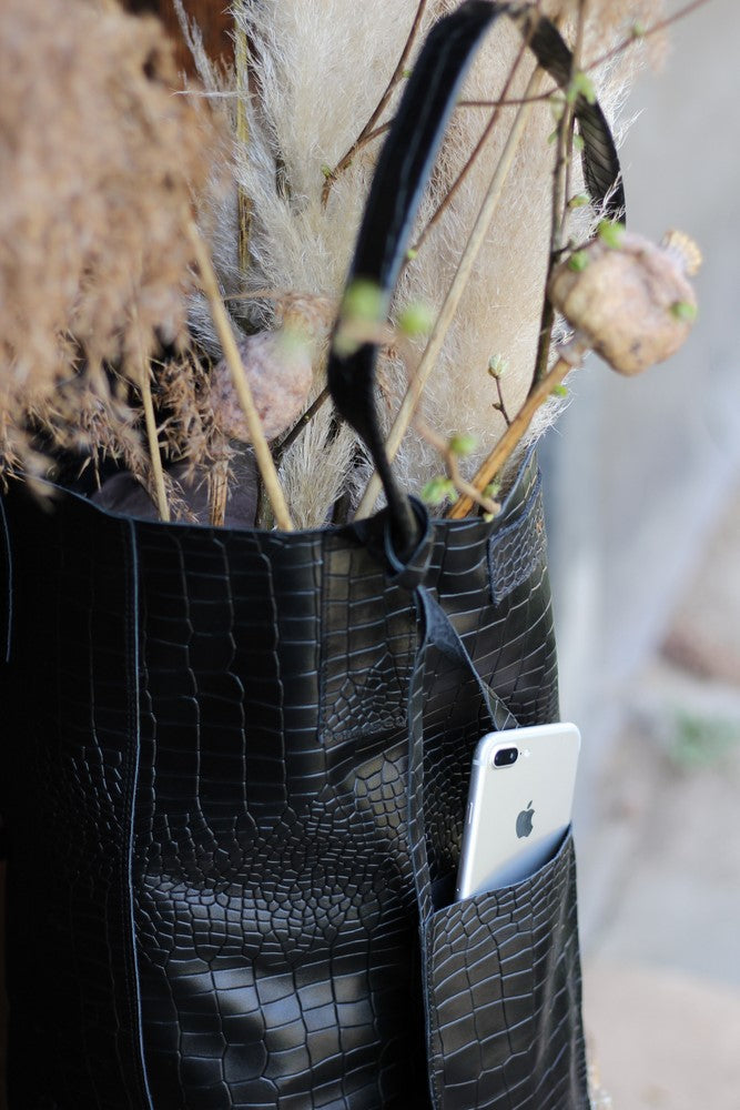 Maria torba shopper czarny krokodyl