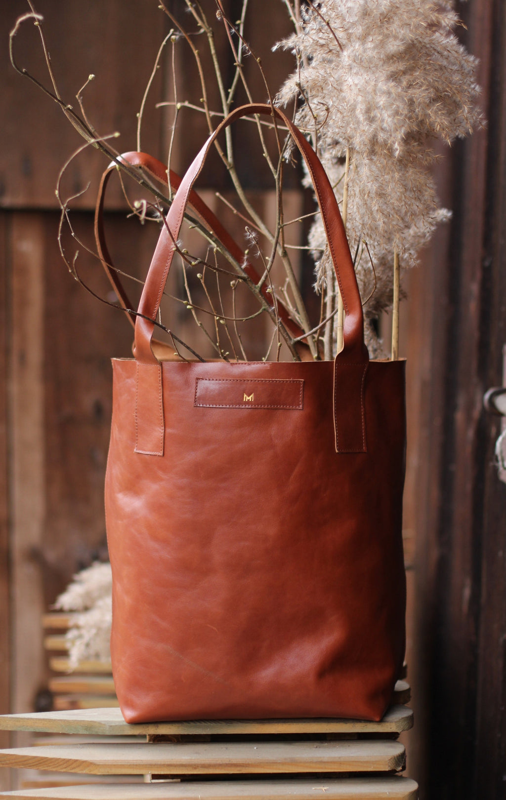 Natalia torba shopper koniakowy brąz
