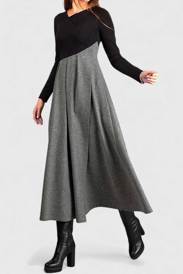 Janet | Elegancka Maxi Sukienka z Długim Rękawem