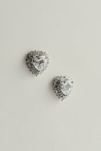 Pendientes de Corazón con Circonitas y Strass Plateado