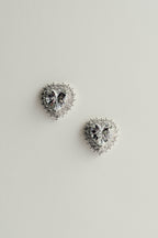 Pendientes de Corazón con Circonitas y Strass Plateado