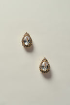 Dorado Pendiente Gota de Circonita con Strass