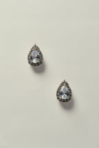 Pendientes en Forma de Gota con Circonitas y Strass Plateado