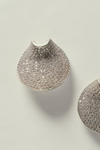Pendientes de Abanico con Strass Plateado