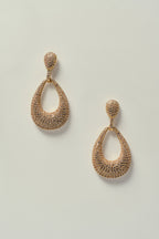 Oval Hollow Earring with Gold Strass Inlay