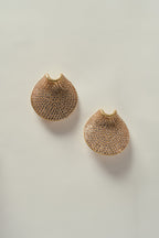 Pendientes de Diseño en Forma de Abanico con Strass Dorado